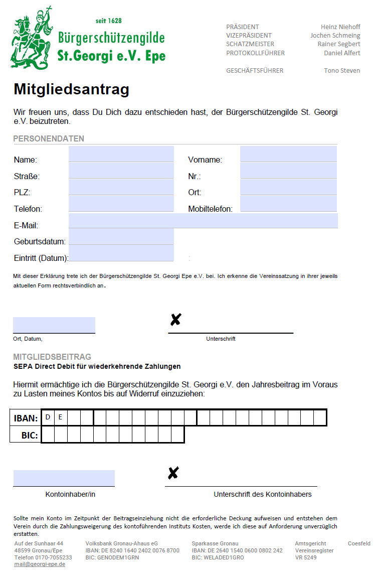 Beitrittserklärung St. Georgi Epe e.V.